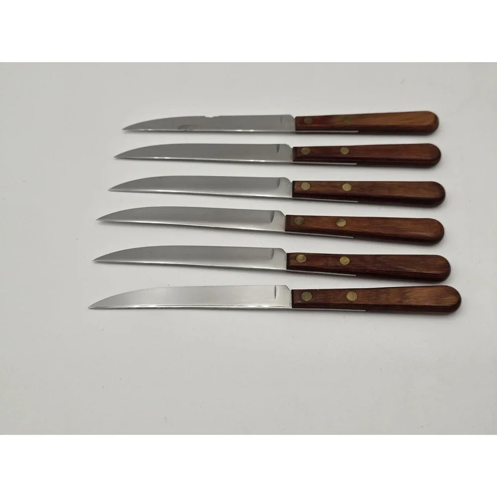 Vintage Kutmaster‎ Steak Knives Set Of 6 Wooden Holder W/box Candlelight 1 AS-IS